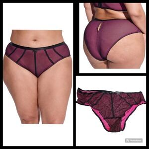 6X 30W Torrid Pink Black Fishnet Satin Binding Panty Hipster Lingerie Boudior